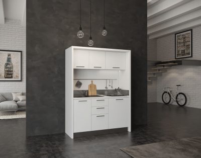 Garfagnana - Mini cucina monoblocco 158cm con piano cottura 4 fuochi e mini  frigo sotto top